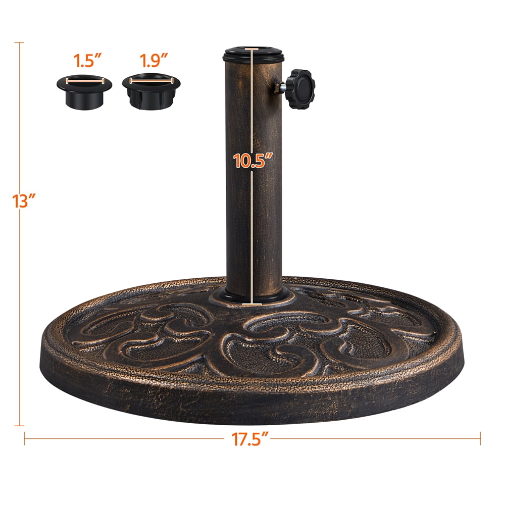 Yaheetech 22lbs 17.5'' Outdoor Patio Market Umbrella Base Stand, Round, Bronze
