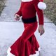 thumbnail image 2 of Conjunto de ropa navideña para niñas encantadoras Traje de Papá Noel de terciopelo coralino con parte superior de campana inferior de manga larga, 2 of 8