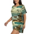 thumbnail image 2 of Lsque Serene Coastal Blue Sky Women's Short-Sleeved Pajama Set - 2 Piece Soft and Lightweight Sleepwear Set-XX-Large, 2 of 9