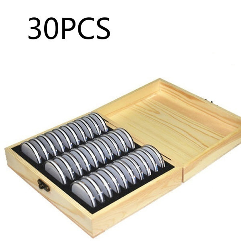 energeti Commemorative Coin Collection Protection Coin Holder Case With Storage Wooden Box Coin Collection Boxes For 18/21/25/27/30mm