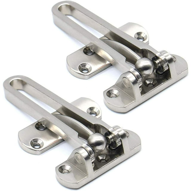Home Security Door Lock, Front Door Locks for Kids, Home Reinforcement Lock for Swing-in Doors, Latch Guard Clasp, Solid Stainless Steel Catch Night Lock to Defend Your Home (2 Pack)