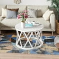 thumbnail image 4 of COZAYH Rustic Farmhouse Round Coffee Table with X-Motifs Legs & Wood Texture Top, Set of 2, 4 of 10