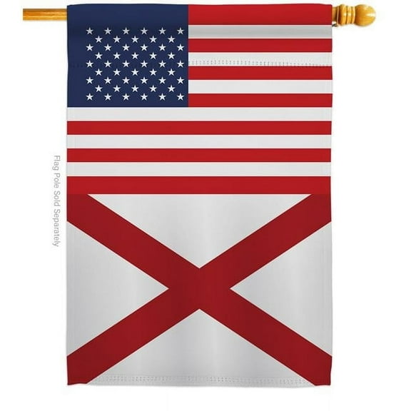 Americana Home & Garden H140751-BO 28 x 40 in. USA Alabama American State Vertical House Flag with Double-Sided Decorative Banner Garden Yard Gift