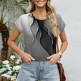 thumbnail image 3 of NAMTYQX V Neck T Shirts for Women Women Summer Tops Loose Fitting Trendy Stretch Women's Summer Tops Light Gray Size 2XL, 3 of 5