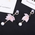 thumbnail image 2 of Pendientes de aleación de perlas de imitación colgantes de flores elegantes de moda para mujer con aguja de plata S925 (rosa), 2 of 2