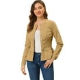 thumbnail image 1 of INSPIRE CHIC Veste en Denim à Basque pour Femme, Col Rond, Sans Col, Boutonnée, 1 of 6