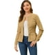 thumbnail image 1 of Chaqueta de mezclilla Allegra K Caqui L con cuello redondo y botones, 1 of 6
