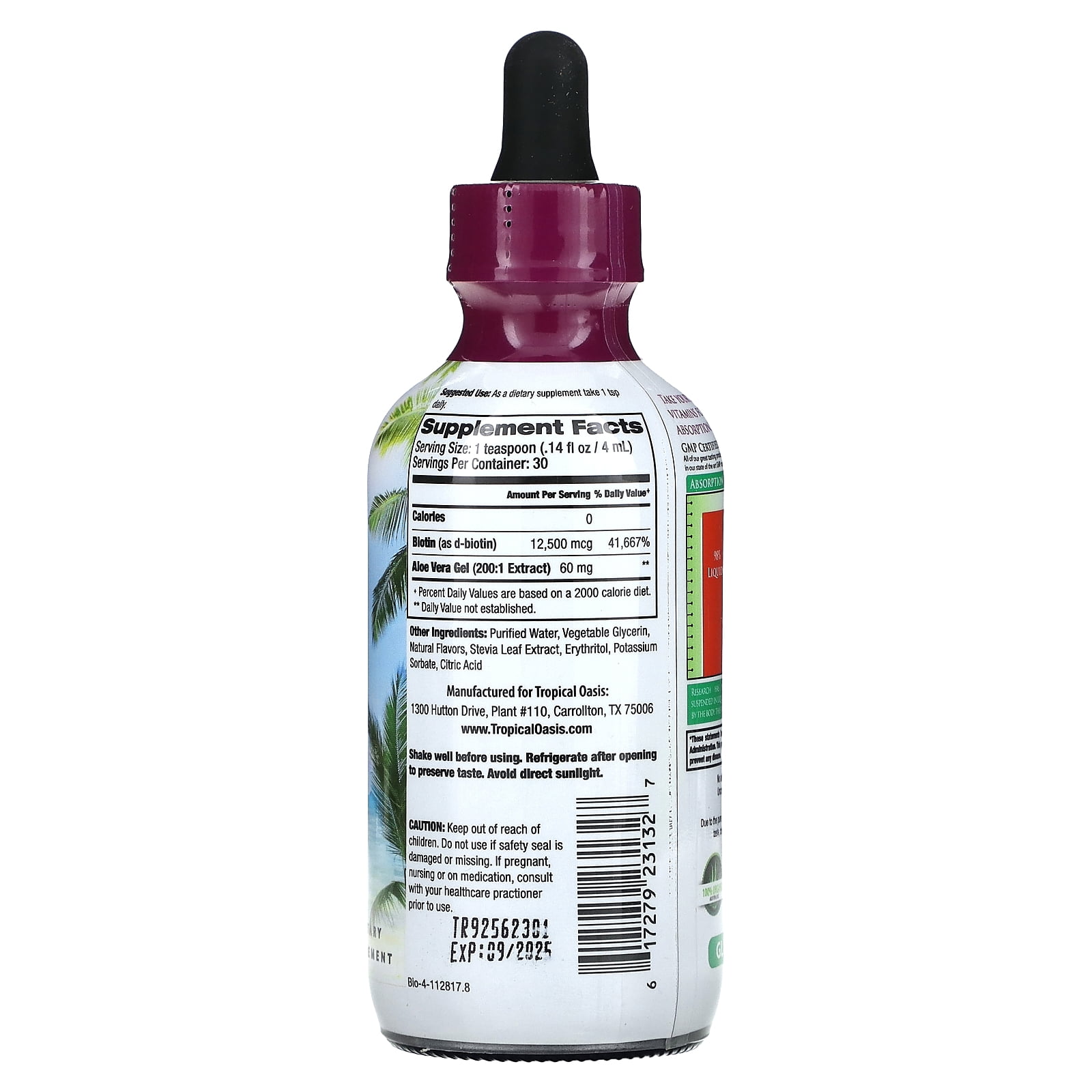 Tropical Oasis - Maximum Strength Biotin with Aloe Vera | Liquid Vitamin Supplement - Promotes Healthy Hair, Skin, & Nails - Increases Metabolism | Tropical Fruit, 4 fl oz, 30 Servings