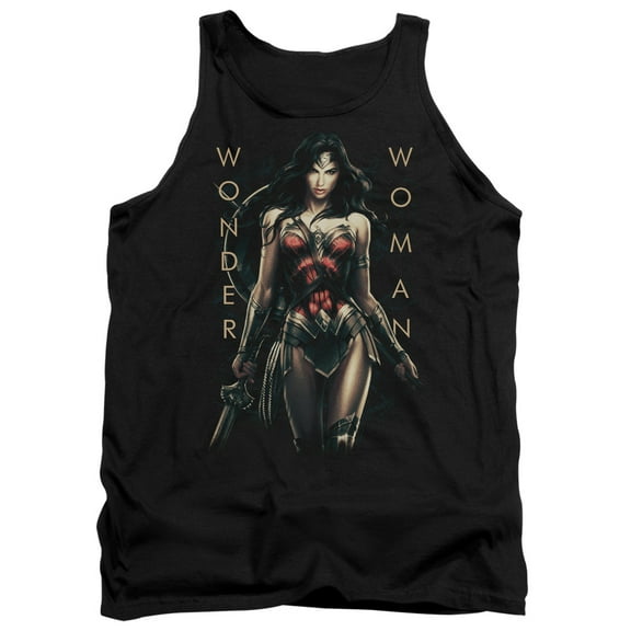 Trevco Sportswear WWM107-TK-3 Wonder Woman Movie Armed & Dangerous Adult Tank Top, Black - Large