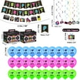 thumbnail image 2 of 80s Party Decorations - Including Happy Birthday Banner, 80s Element Bunting, Hanging Swirls, Balloon, for 80s Birthday Party Decorations, 2 of 8