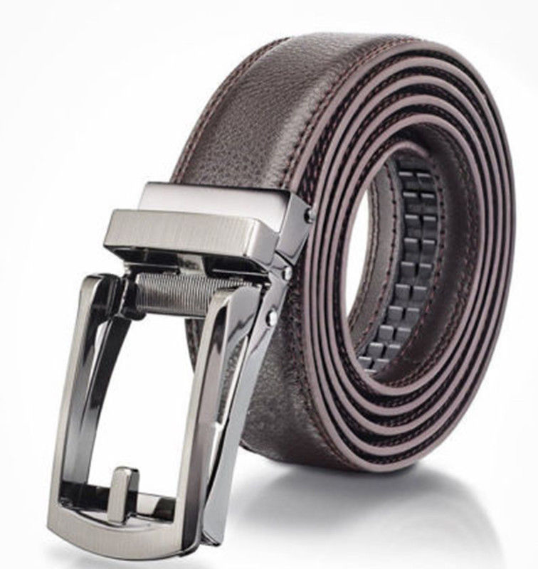 Comfort Click Belt for Man, Simyoung Men's Adjustable Perfect Fit Croc Belt  with Plaque Buckle-As Seen On Tv Brown