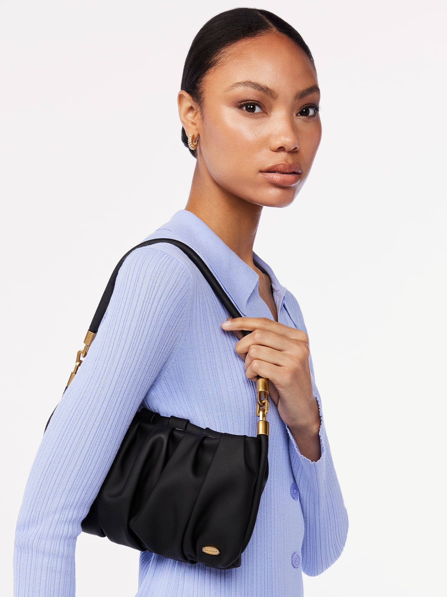 Scooped leather shoulder bag