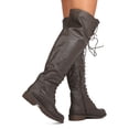 thumbnail image 3 of Nature Breeze FG08 Women Leatherette Over The Knee Lace Up Combat Boot, 3 of 3