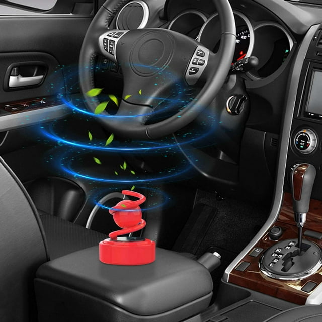 COM1950s Solar-Powered Car Air Freshener with Levitating Rotating Double Ring for 360-Degree Fragrance Diffusion, Long-Lasting Solid Perfume Core, Compact Resin Material for Vehicle Interior Decor