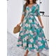 thumbnail image 3 of Vestido con estampado floral de rayón de algodón azul para mujer, vestido vintage con escote en V, vestidos largos bohemios, ropa de playa bohemia de verano, 3 of 5