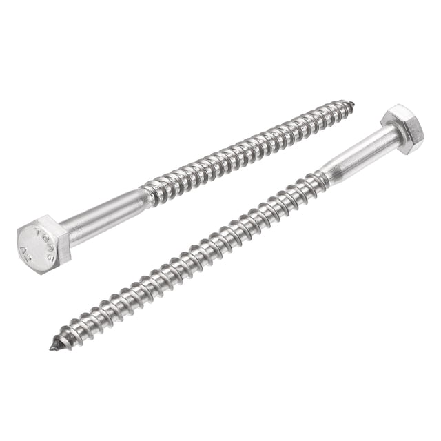 Uxcell M6 x 100mm Tornillos hexagonales de acero inoxidable para madera, paquete de 10