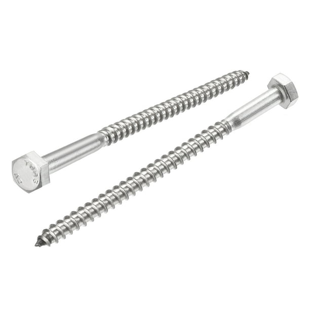 Uxcell M6 x 100mm Tornillos hexagonales de acero inoxidable para madera, paquete de 10