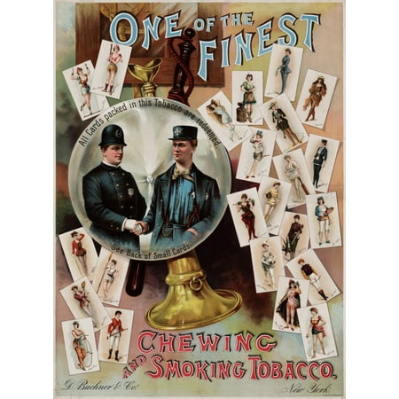 Chewing And Smoking Tobacco Cards 1890 Vintage Canvas Art - (36 x 54)