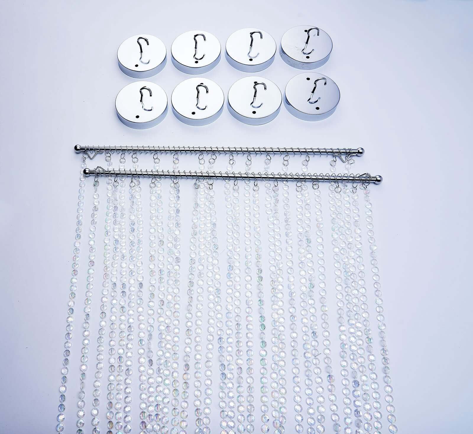 Efavormart 15ft Long Crystal Beaded Ceiling Drape Curtains With Hardware Kit Wall Panel Fringe Window Divider Blind for Wedding Coffee House Restaurant Parts Crystal Tassel Screen Home Decoration