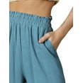 thumbnail image 4 of DOUBLJU Women's Casual Elastic Waist Comfy Wide Leg Linen Pants with Pockets, 4 of 5
