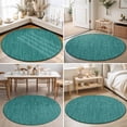 thumbnail image 5 of Dark Green Round Living Room Rugs 5 ft, Country Vintage Minimalist Solid Color Backdrop Washable Area Rug with Non-Slip Sturdy Edge Binding Round Carpet for Entryway Kitchen Bedroom Bathroom, 5 of 9