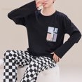 thumbnail image 1 of Printemps Automne Plus 5TG Pyjama Tricoté pour Hommes à Carreaux Ensembles de Pyjamas Décontractés Mode Nuit, 1 of 5