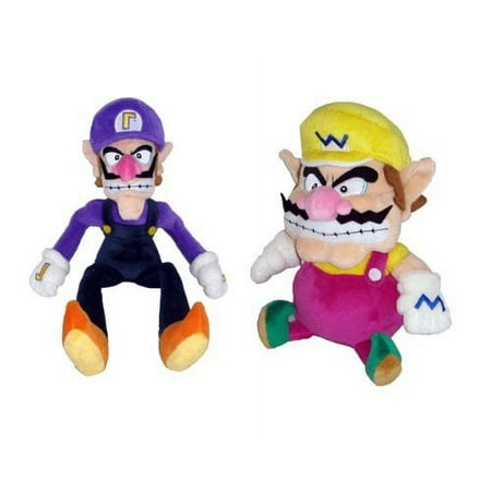 NEW Set of 2 Sanei Super Mario - Wario & Waluigi Stuffed Plush by Sanei