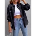 thumbnail image 5 of LMLYSoH Women's Ripped Distressed Denim Jacket Long Sleeve Button Down Boyfriend Jean Coat Trucker Jacket, 5 of 9