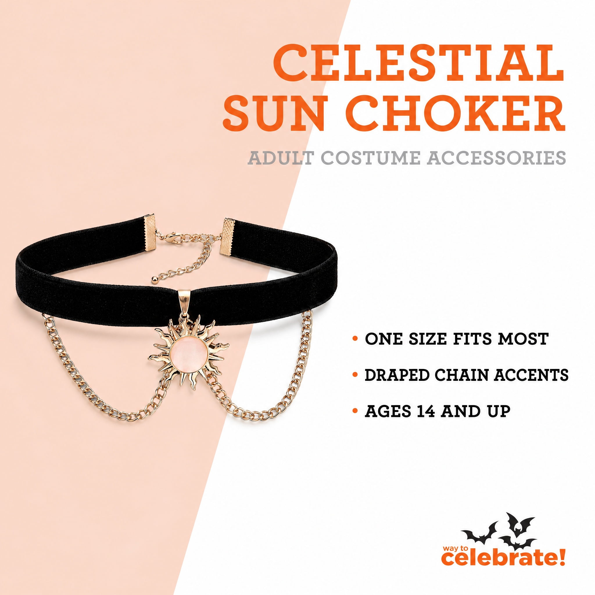 Celestial Sun Choker Costume Accessory for Adults, Gold, Halloween by Way To Celebrate