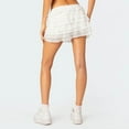 thumbnail image 3 of Douhoow Women Pleated Mini Skirt Solid Lace Layered Ruffle Low Waist Short Skirts, 3 of 9