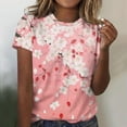 thumbnail image 2 of Floral Printed Plus Size Shirts for Women 2025 Casual Crew Neck T-shirt Cute Trendy Short Sleeve Tees for Teen Girls, 2 of 5