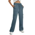 thumbnail image 2 of kaltagled Womens Sweatpants Wide Leg Cargo Joggers High Waisted Drawstring with Pockets Outdoor Athletic Casual Pants​​ Soft Comfy Lounge Loose Sweat Pants Hiking Workout Jogger, 2 of 5