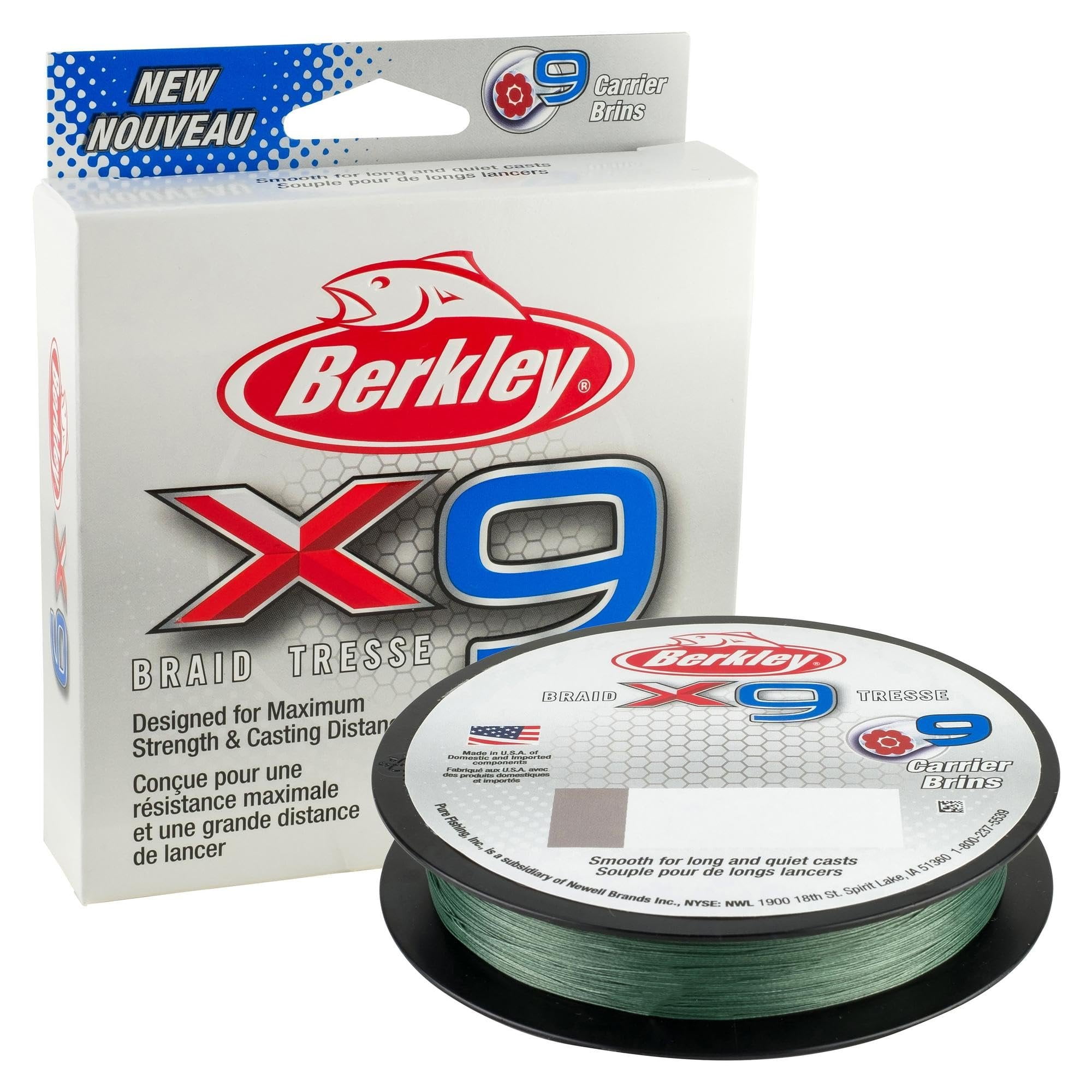 Berkley x9 Braid Fishing Line, Crystal, 20 lb Test Strength, 2188 yd