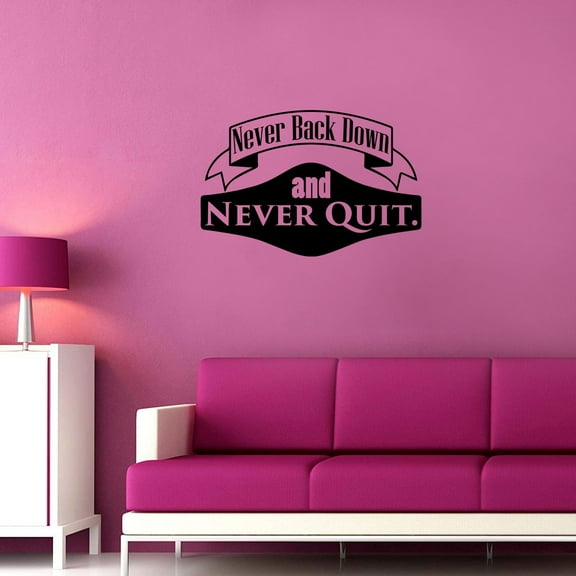 Never Back Down Never Quit Quote Wrestling Wrestle Fighter WWE Motivation Quotes Saying Wall Art Sticker Designs Vinyl Stickers For Home House Walls Rooms Windows Bedroom Decoration Size (8x10 inch)