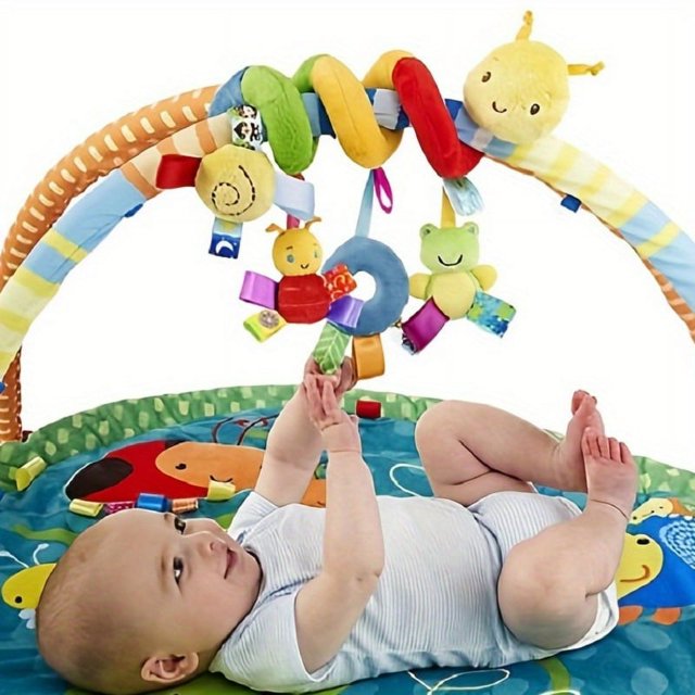 Baby Bed Spiral Toy, Plush Activity Hanging Cradle Toy, Cartoon Cute Animal Shape Hanging Stroller, Seat, Hanging Rainbow Color Perfect Toy, Best Gift For Baby, New Mom 40 Cm/15.75 Inch