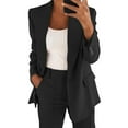 thumbnail image 1 of Women's 2 Piece Business Suit Set Lapel Single-breasted Polyester Suit Jacket With Straight Trousers, 1 of 5