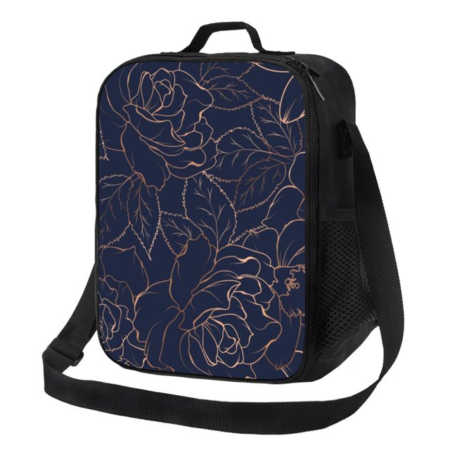 Xecao Navy Dark Blue for Insulated Lunch Bag for Work School Travel with Adjustable Strap and Zipper Closure Lightweight Thermal Bento Tote
