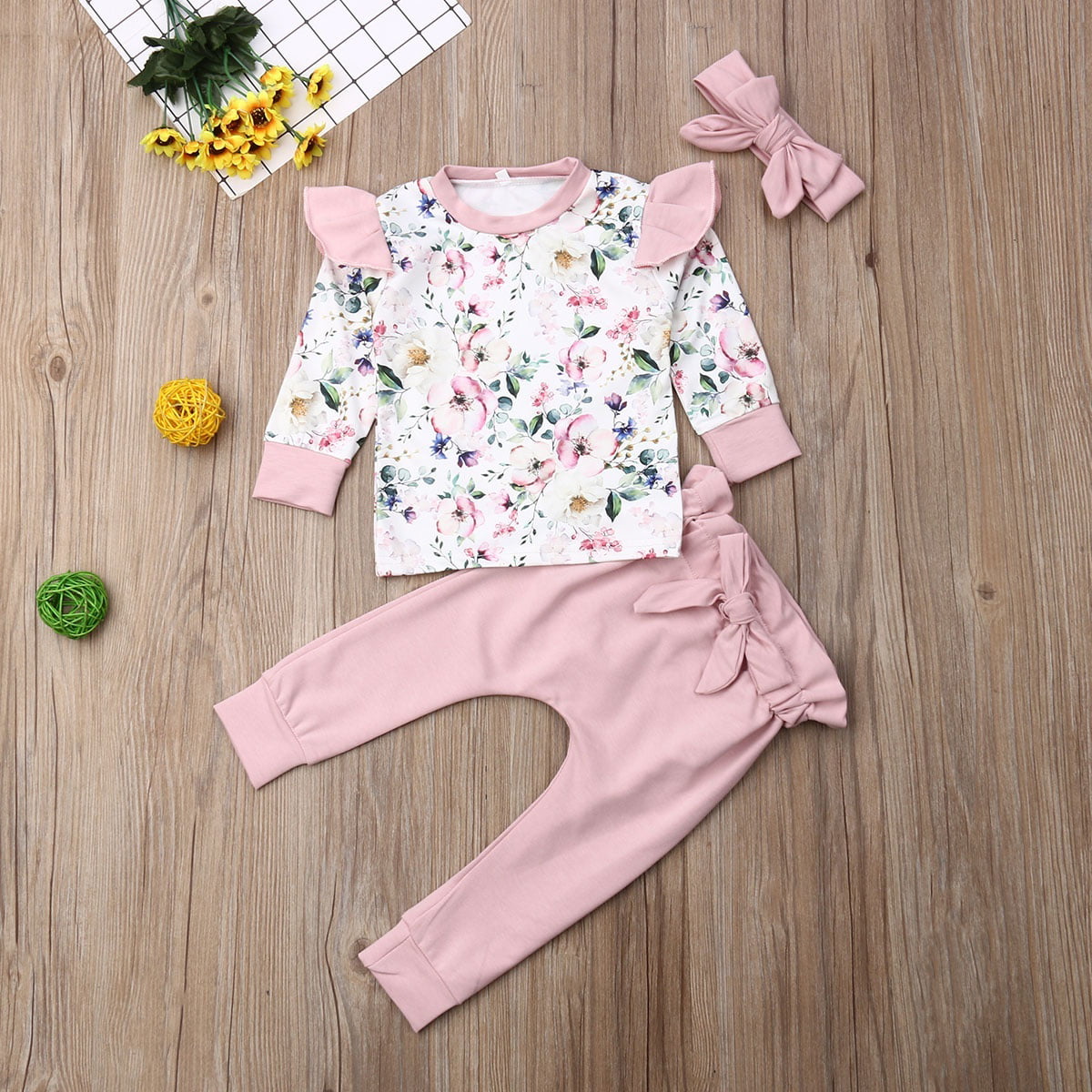 Baby Girl Clothing Set Pullover Set Sweet Infant Baby Girl Clothes Long ...