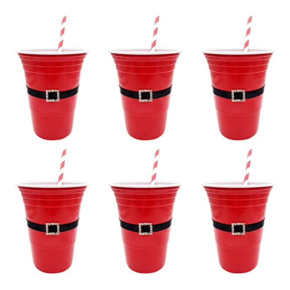 12pcs Christmas Cups Christmas Plastic Cups With Straws Christmas Party Cups Christmas Coffee Cups Drinking Cups For Coffee Hot Chocolate Beer Beverage Christmas Party Supplies
