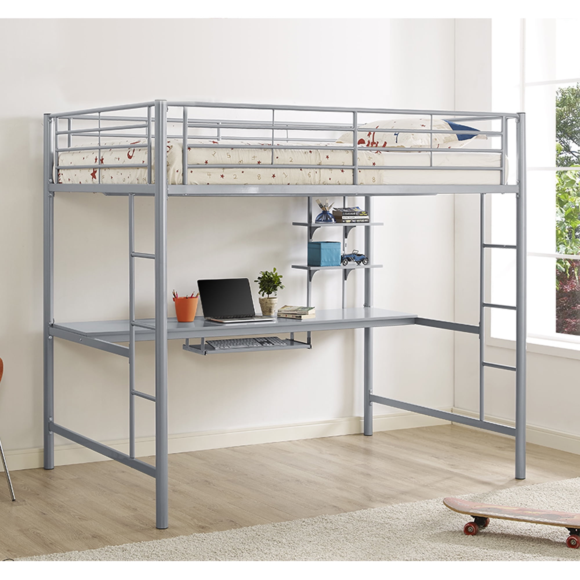 Manor park metal full size loft bed on sale with workstation