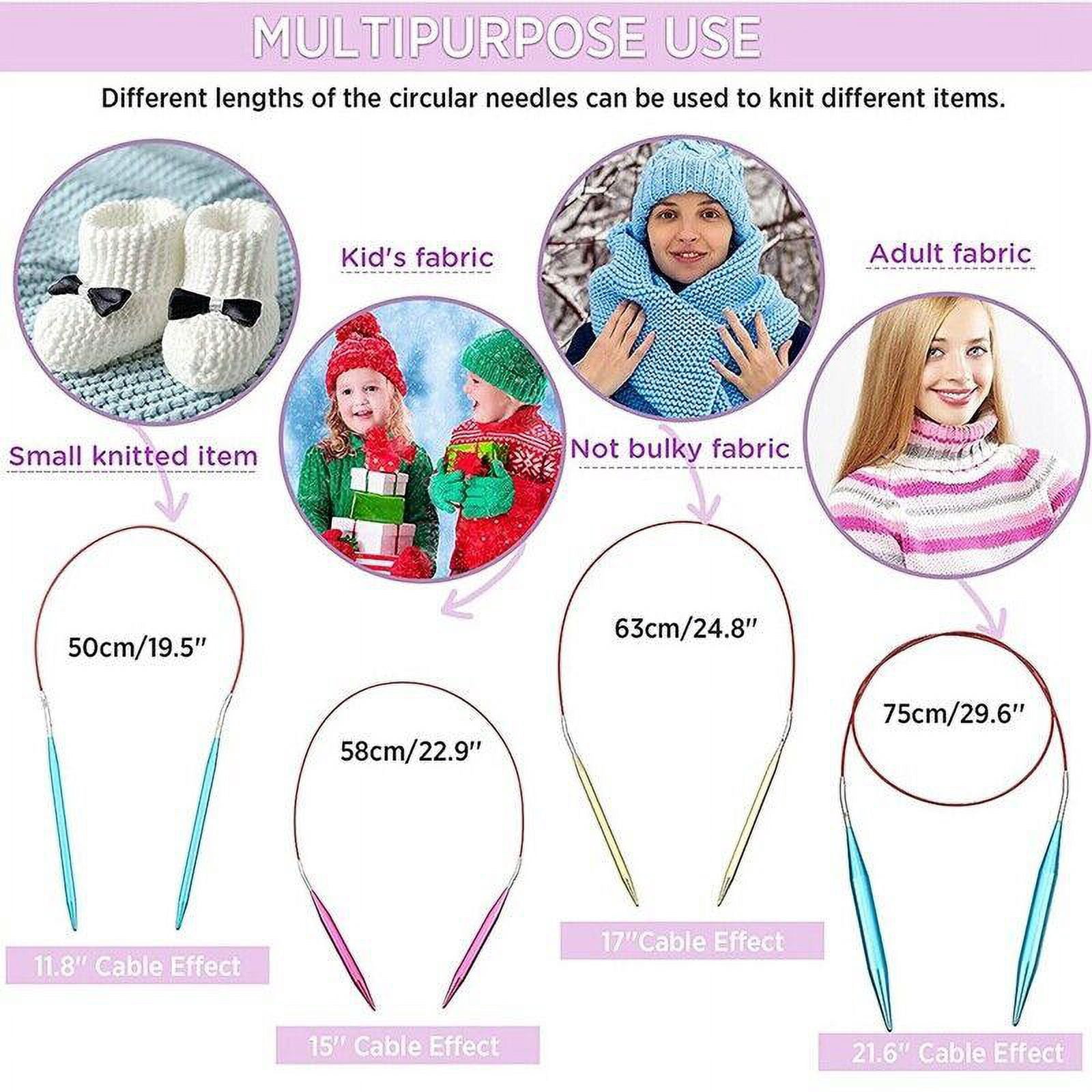 13 Sizes Aluminum Circular Knitting Needles Set Interchangeable Crochet Hooks