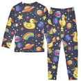 thumbnail image 2 of Dailycode Cotton Pajama Set Snug Fit Long Sleeve Top and Pants for 18M-8Y Duck in Space, 2 of 7