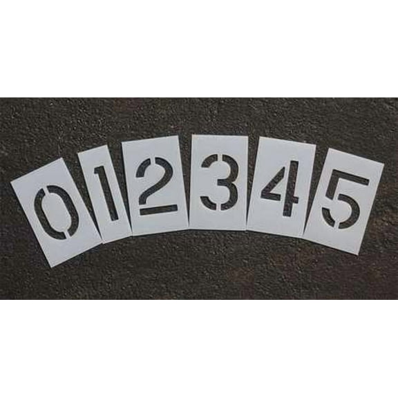 RAE STL-116-8040 Pavement Stencil,4 in,Number Kit,1/16