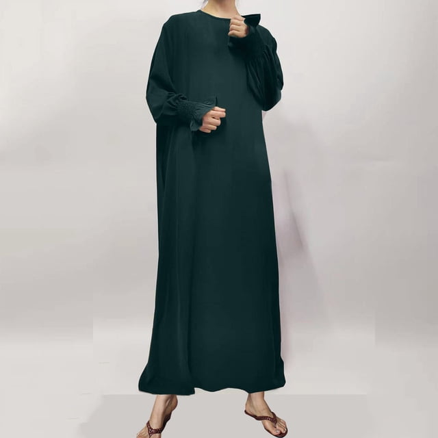 Gspmoly Robes d'Été pour Femmes 2025, Robe Longue Ajustée à Couleurs Contrastantes pour Femmes, Tempérament, avec Empiècement en Feuille d'Or, Robe Musulmane, Robe, Robes Formelles pour Femmes, Économies d'Été