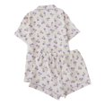 thumbnail image 5 of Wang6 Pajamas Sets for Womens with Shorts Soft Pjs Loungewear Sets 2 Pieces Short Sleeve V Neck Button Shirts Shorts Floral Printed Sleepwear Set Purple M, 5 of 5