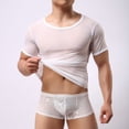 thumbnail image 4 of Men Mesh See Through T-Shirt Fishnet Muscle Top Short Sleeve Clubwear Party, 4 of 11
