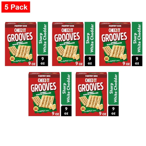 Cheez-It Grooves Sharp White Cheddar Cheese Crackers 9 oz - 5 Pack