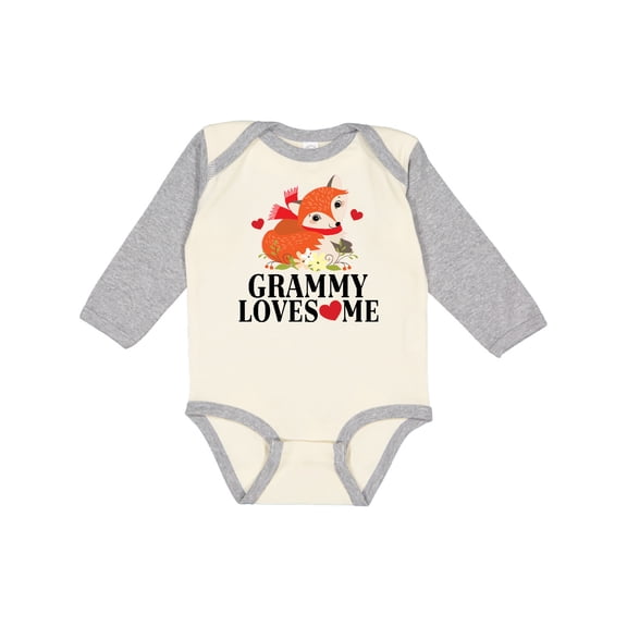 Inktastic Grammy Loves Me Woodland Fox Girls Long Sleeve Baby Bodysuit