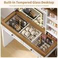 thumbnail image 7 of Vanity Desk with Glass Top & Charging Station, Touch Screen Mirror and Lights, Makeup Vanity with 5-Drawer, 6 Open Storage Shelves, Antique White, 7 of 7