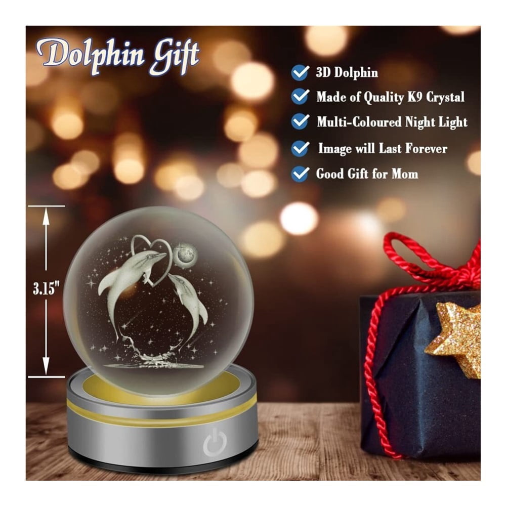 3D Laser-Engraved Glass Sphere Crystal Moon Globe Fairy Moon Night Light